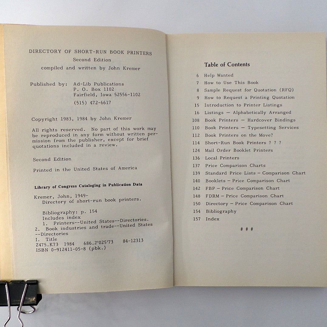 Directory Of Short-Run Book Printers