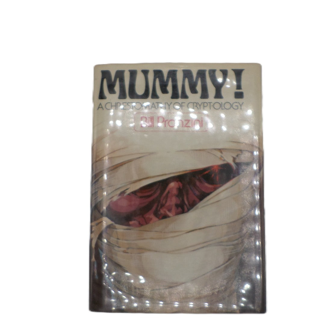 The book cover of 'Mummy! A Cryptography of Cryptology' by Bill Prenezini, featuring a mummy wrapped in bandages with a red eye peeking through, set against a plain white background.